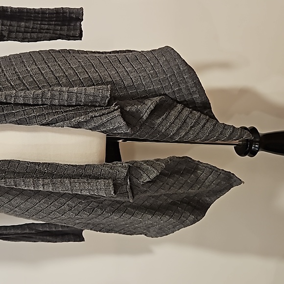 St John's Bay open front hi-lo gray knit cardigan Medium Office Travel - Picture 8 of 10